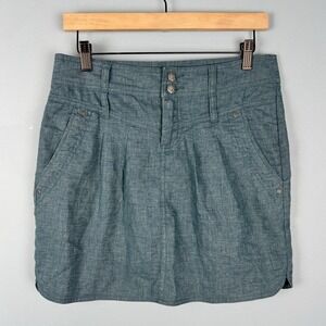 PrAna Lizbeth Sutra Women's Size‎ 2 Hemp Blend Short Skirt Teal Blue UPF 50